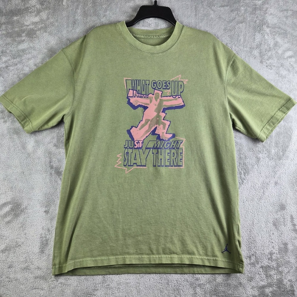 Air Jordan Shirt Small Green What Goes Up Oversized Graphic Tee Streetwear